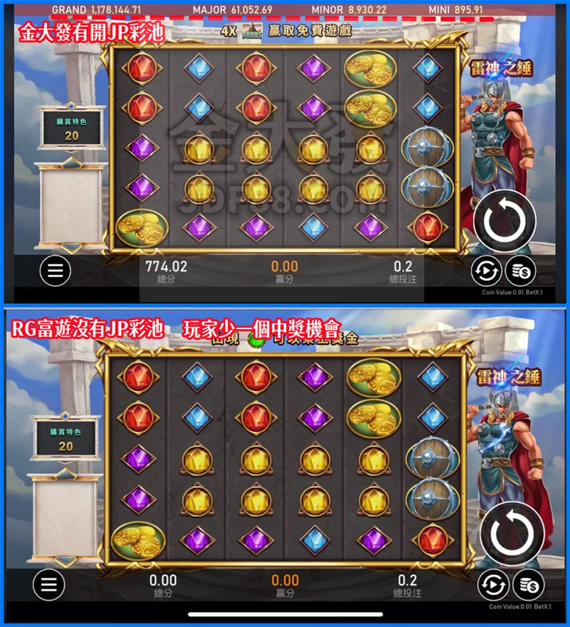 RSG雷神之鎚破解:想中Jackpot看懂5大吐分訊號是關鍵! 3 請選有JP彩池的雷神娛樂城遊戲