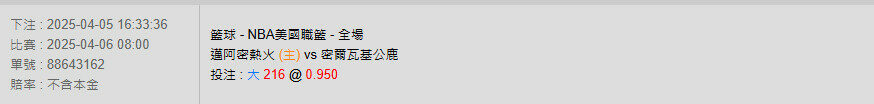 4/6【NBA賽事分析】08:00 邁阿密熱火 (主) pk 密爾瓦基公鹿 2 4545454