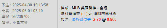 5/1【MLB賽事分析】03:10 洛杉磯道奇 VS 邁阿密馬林魚 2 photo 2025 04 30 15 20 59