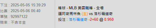 5/6【MLB賽事分析】06:40 邁阿密馬林魚(主) VS 洛杉磯道奇 2 photo 2025 05 05 15 40 51