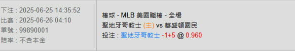 6/26【MLB賽事分析】04:10 聖地牙哥教士(主) vs 華盛頓國民 2 photo 2025 06 25 14 39 05