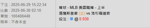 6/30【MLB賽事分析】02:10 堪薩斯皇家(主) vs 洛杉磯道奇 2 photo 2025 06 29 15 22 56