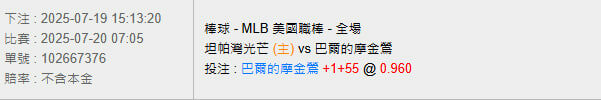 7/20【MLB賽事分析】07:05 坦帕灣光芒(主) vs 巴爾的摩金鶯 2 photo 2025 07 19 15 30 29