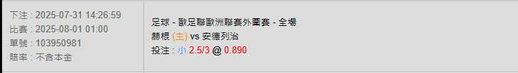 8/1【歐足聯賽事分析】01:00 赫根 (主) vs 安德列治 2 赫根主