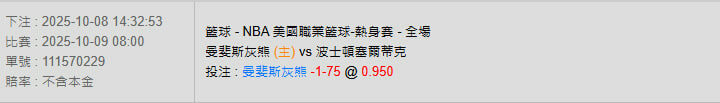 10/9【NBA賽事分析】08:00 曼菲斯灰熊 (主) vs 波士頓塞爾蒂克 2 photo 2025 10 08 14 40 13