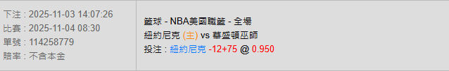 11/4【NBA賽事分析】08:30 紐約尼克 (主) vs 華盛頓巫師 2 尼克VS巫師